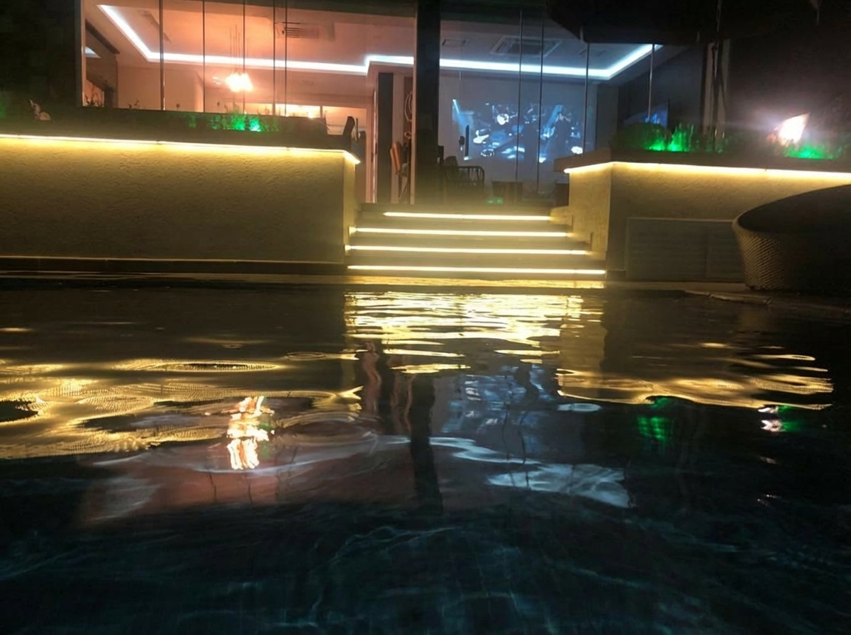 Projeto Paulaskas — piscina noturna com iluminação LED · ECOARTT